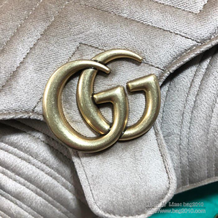 GUCCI古馳女包 新款 專櫃品質 443497 進口牛皮 原廠五金 卡其絨 Gucci鏈條包 古馳斜挎包  ydgq3174